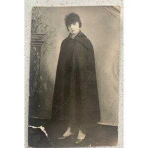 Vintage post Card Woman in Cape Unused Portrait Cape Hat